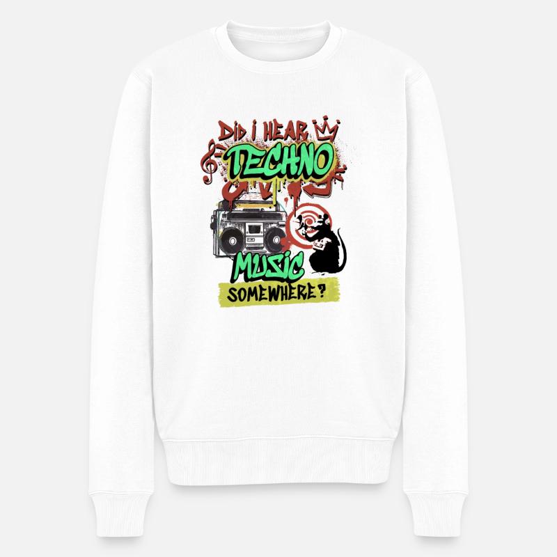 Hardcore-Rave Musik Raver 90er EDM House DJ Rave - Männer Premium Bio Pullover - Weiß