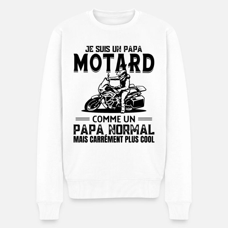Je suis un papa motard comme un papa normal - Pull Premium bio Homme - blanc