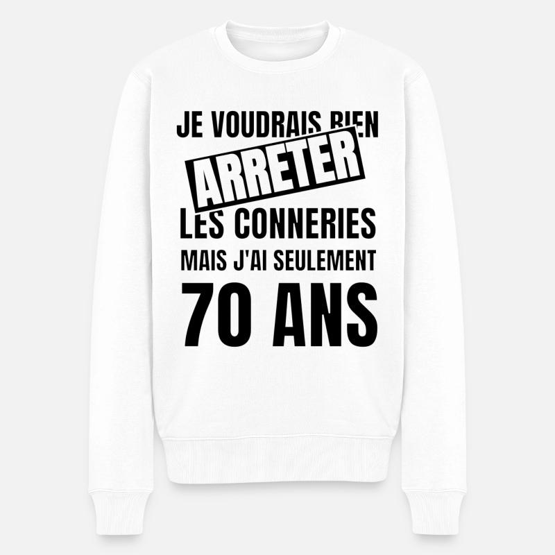 70 ans - Pull Premium bio Homme - blanc
