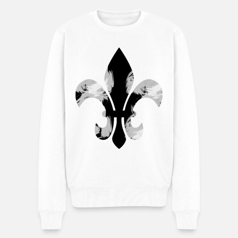 Blume der Lilien - Männer Premium Bio Pullover - Weiß
