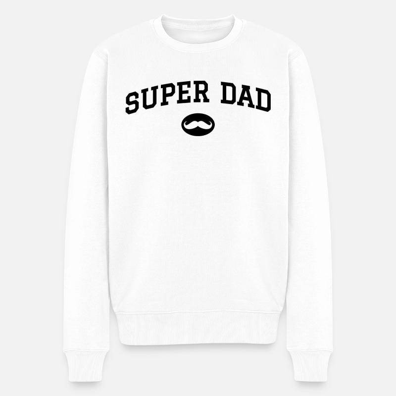 Super dad moustache - Pull Premium bio Homme - blanc