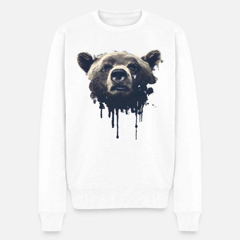 Grizzly - Männer Premium Bio Pullover - Weiß
