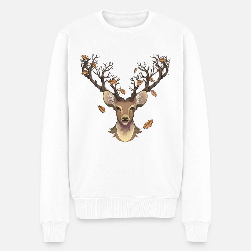 cerf à l'automne - Pull Premium bio Homme - blanc