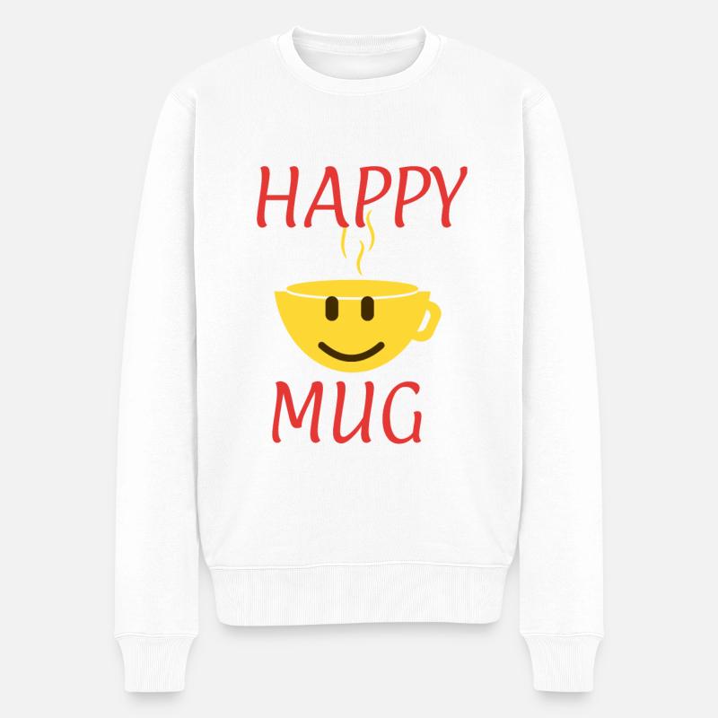 Happy Mug))). - Männer Premium Bio Pullover - Weiß