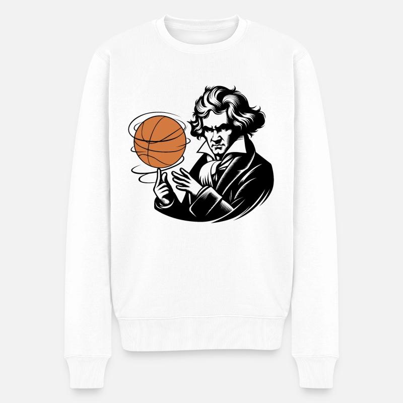 Beethoven Basketballspieler - Männer Premium Bio Pullover - Weiß