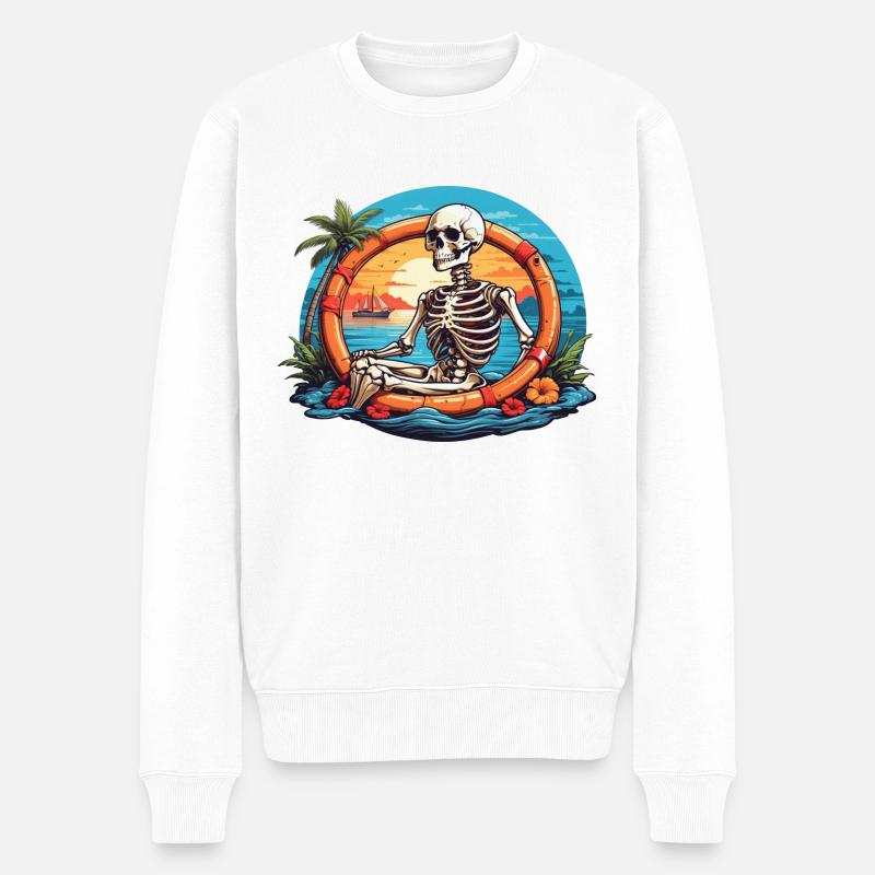 Squelette au coucher du soleil - Pull Premium bio Homme - blanc