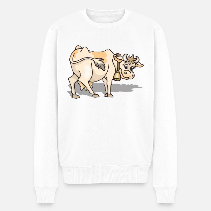 Kuh - Männer Premium Bio Pullover - Weiß