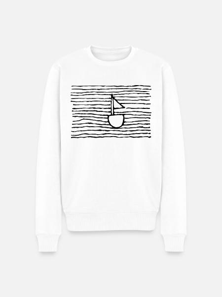 Boot im Meer - Männer Premium Bio Pullover - Weiß