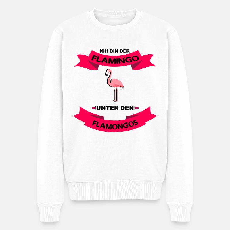 Ich bin der Flamingo unter den Flamongos Spruch - Männer Premium Bio Pullover - Weiß
