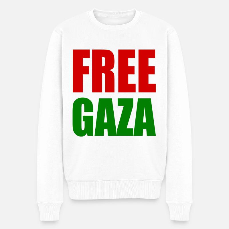 Free gaza - Männer Premium Bio Pullover - Weiß