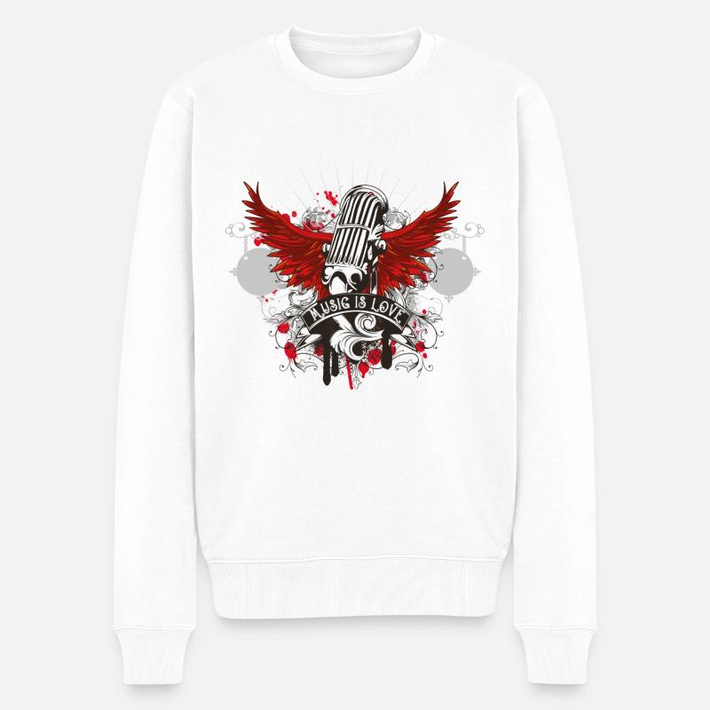 Music Is Love - Männer Premium Bio Pullover - Weiß