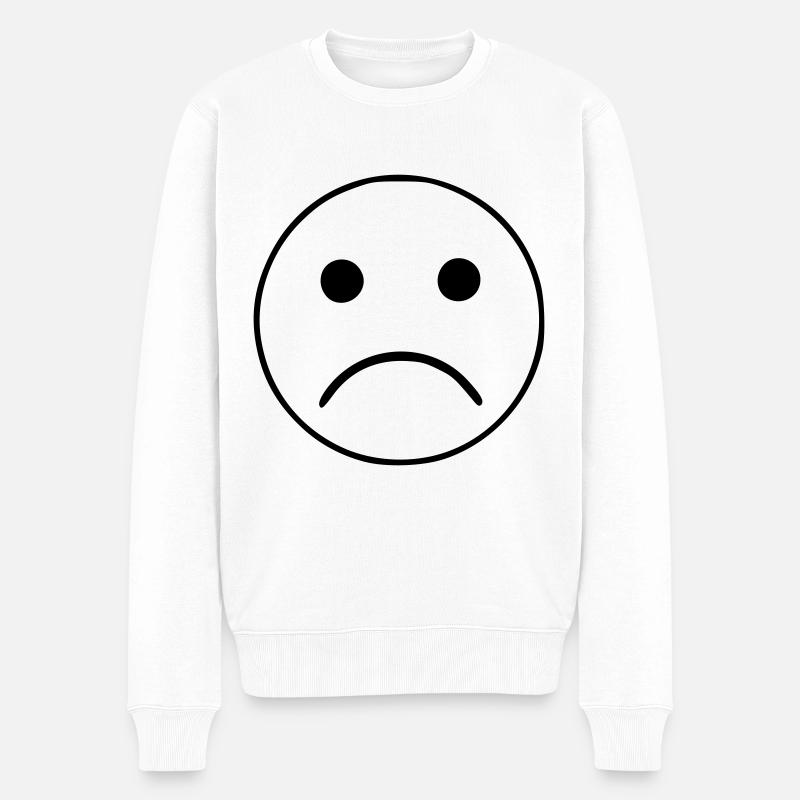 Emoji sketch noir triste - Pull Premium bio Homme - blanc
