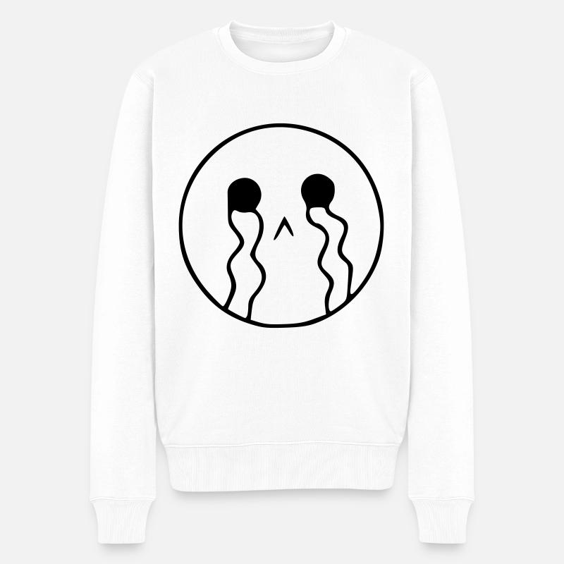 Emoji sketch cry noir - Pull Premium bio Homme - blanc