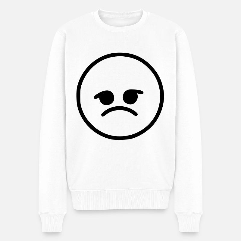 Emoji sketch noir triste - Pull Premium bio Homme - blanc