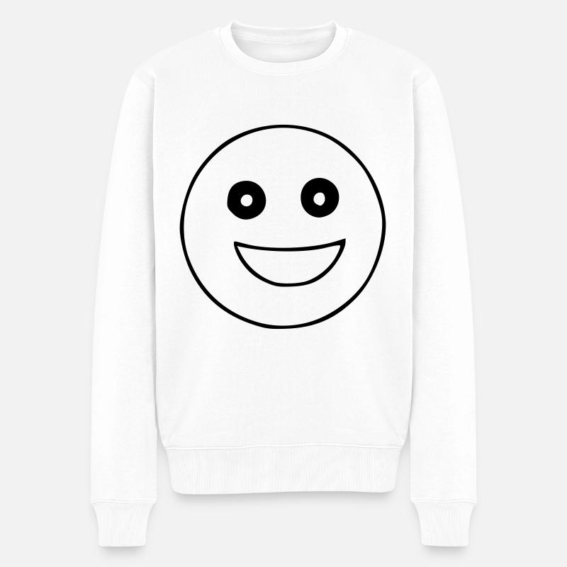 Emoji sketch noir joyeux - Pull Premium bio Homme - blanc
