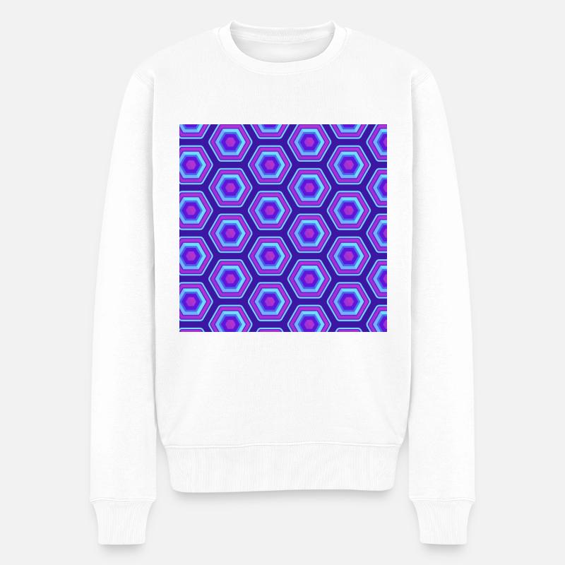 Karo Muster rosa pink blau kariert neon - Männer Premium Bio Pullover - Weiß