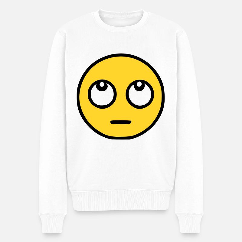 Emoji augenrollen Skizze Farbe - Männer Premium Bio Pullover - Weiß
