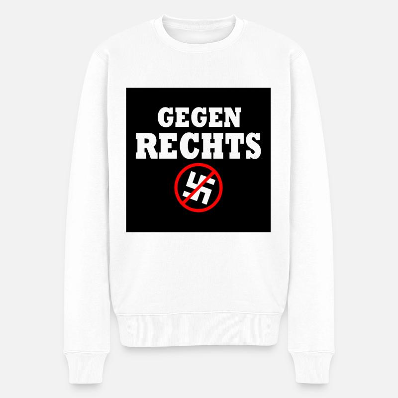 Gegen rechts - Männer Premium Bio Pullover - Weiß