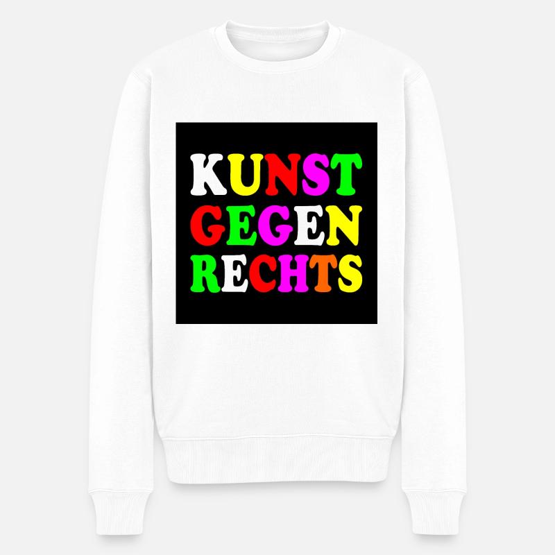 Kunst gegen rechts - Männer Premium Bio Pullover - Weiß