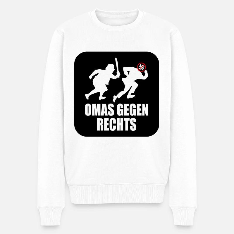 Omas gegen rechts - Männer Premium Bio Pullover - Weiß