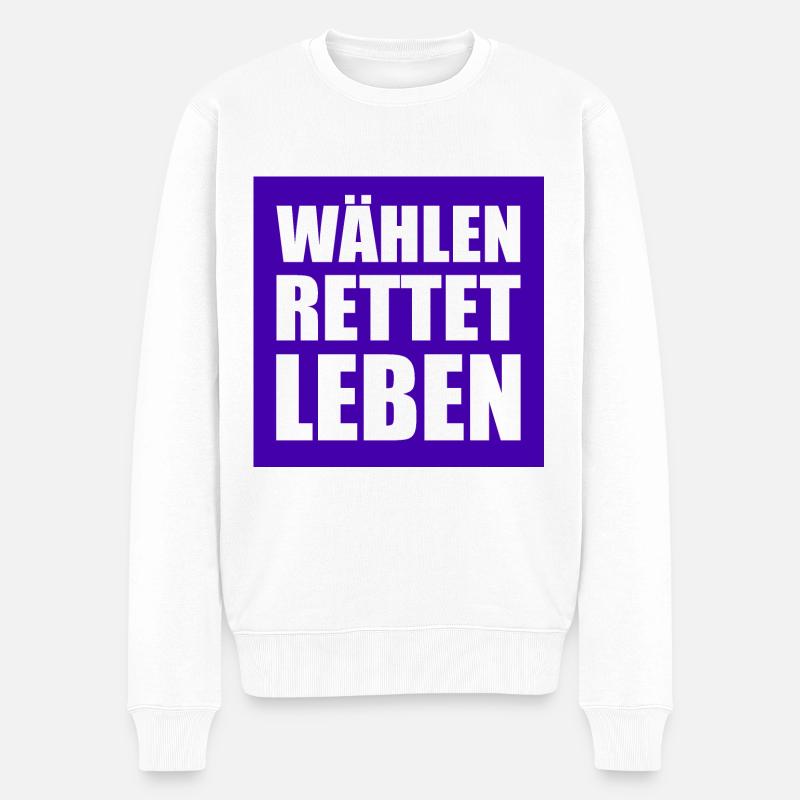 wählen rettet leben - Männer Premium Bio Pullover - Weiß