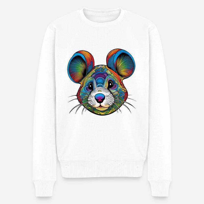 Portrait graphique d'une souris - Pull Premium bio Homme - blanc