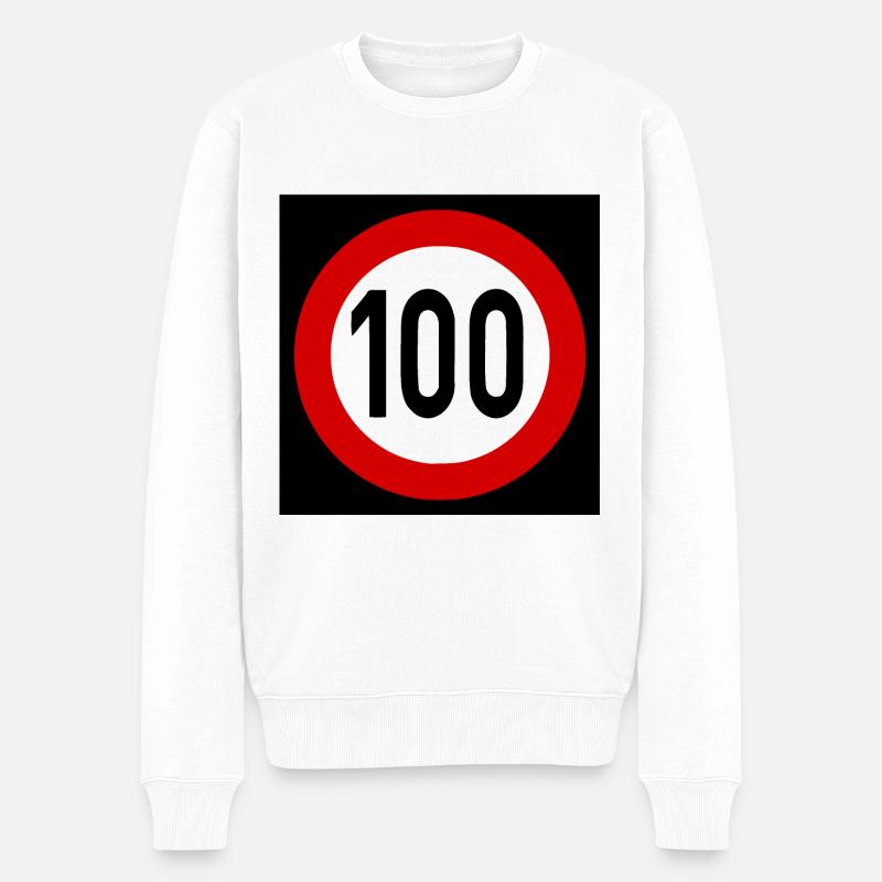Geschwindigkeitsszeichen TempoLimit 100 Schild - Männer Premium Bio Pullover - Weiß
