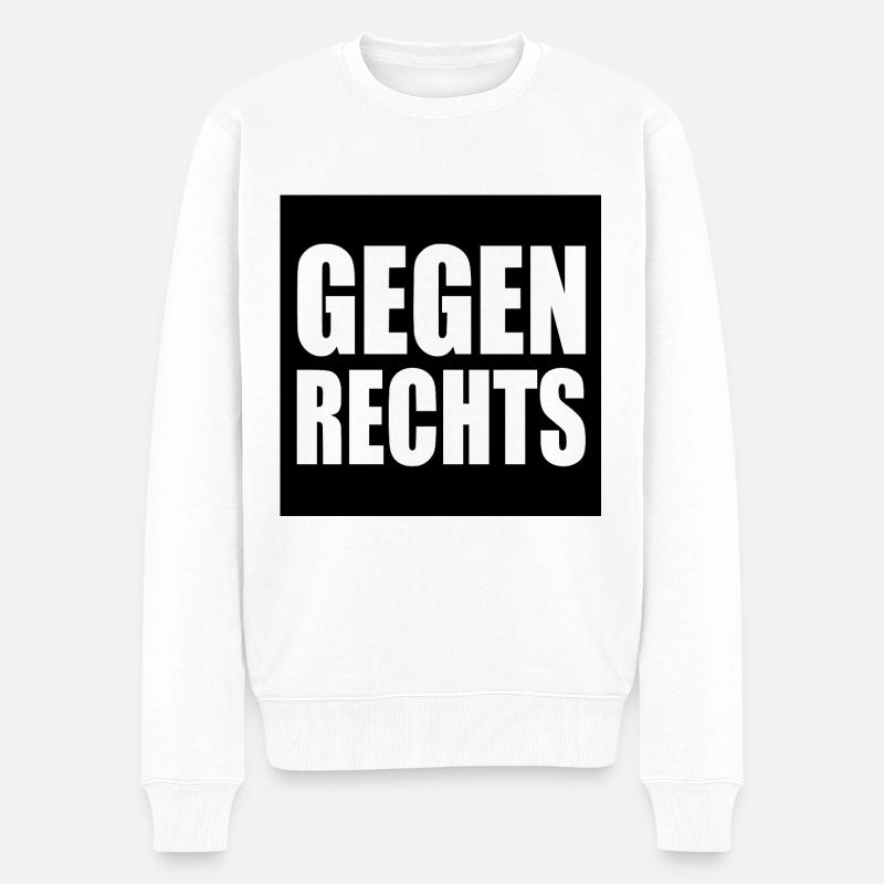 Gegen rechts - Männer Premium Bio Pullover - Weiß