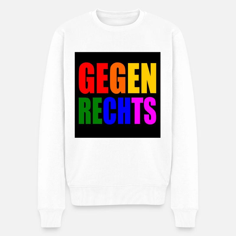 Gegen rechts - Männer Premium Bio Pullover - Weiß
