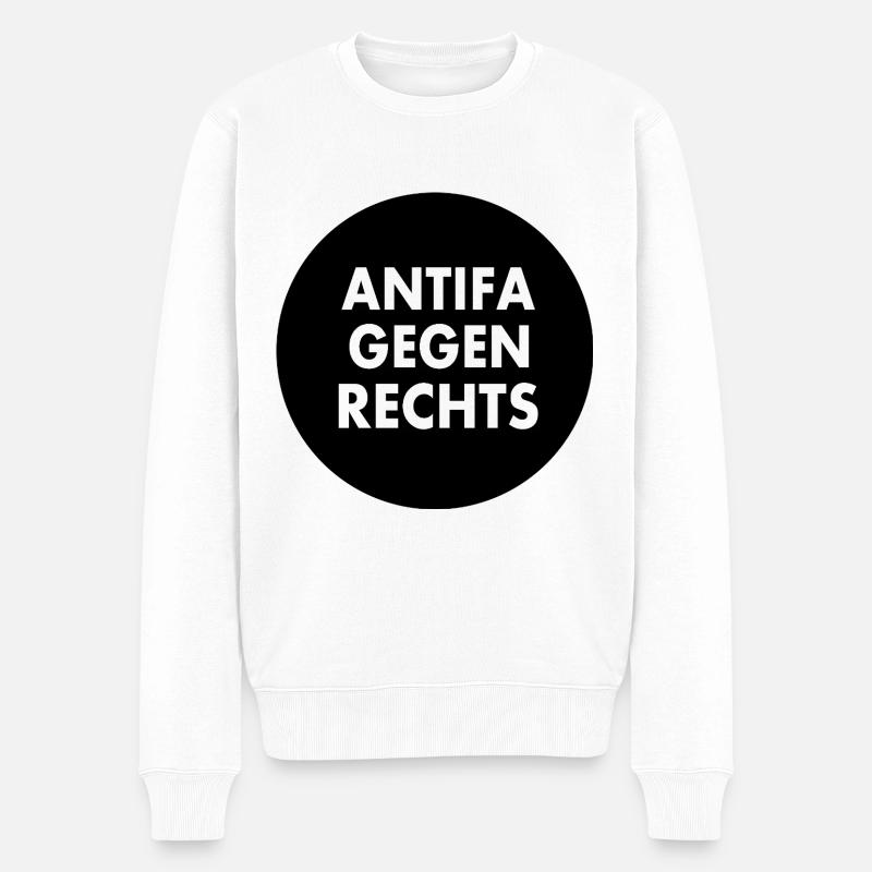 Antifa gegen rechts - Männer Premium Bio Pullover - Weiß