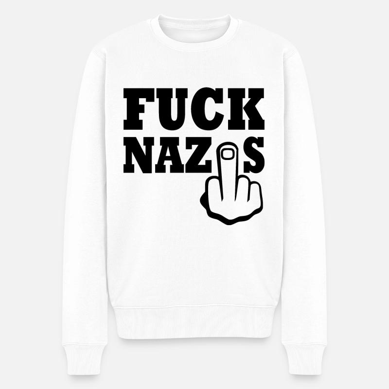Fuck nazis - Männer Premium Bio Pullover - Weiß