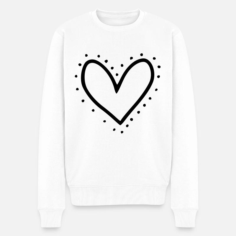 Herz Emoji Skizze - Männer Premium Bio Pullover - Weiß