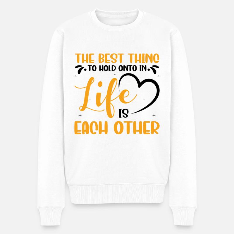 Valentins Tag Beziehung Liebes Spruch - Männer Premium Bio Pullover - Weiß