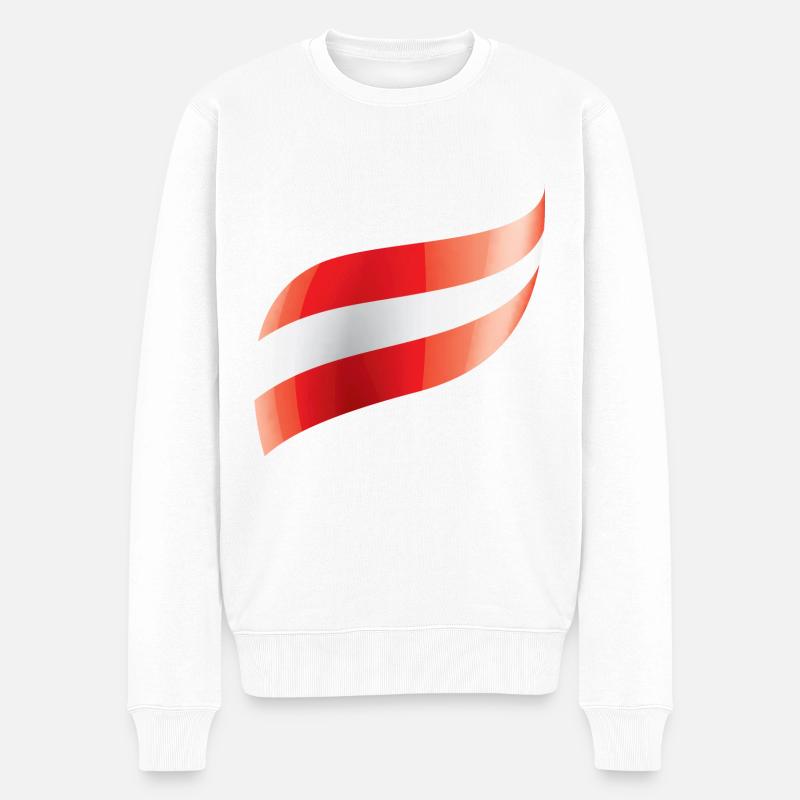 Österreich Flagge Geschwungen - Männer Premium Bio Pullover - Weiß