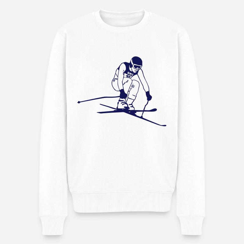 ski - alpine - apres - abfahrt - Männer Premium Bio Pullover - Weiß