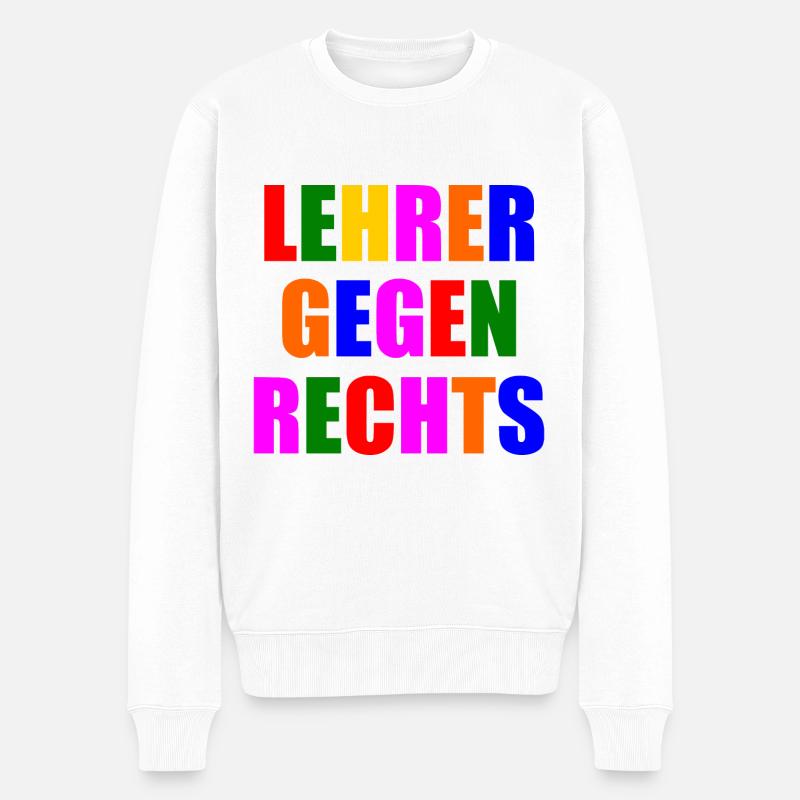 Lehrer gegen rechts - Männer Premium Bio Pullover - Weiß