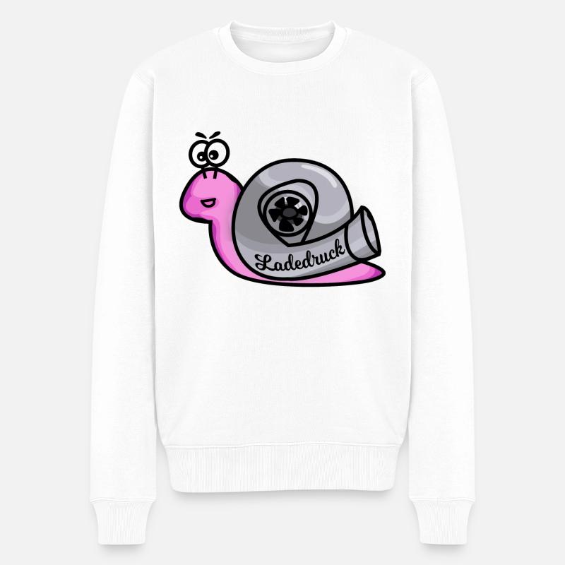 Turboschnecke Rosa - Männer Premium Bio Pullover - Weiß