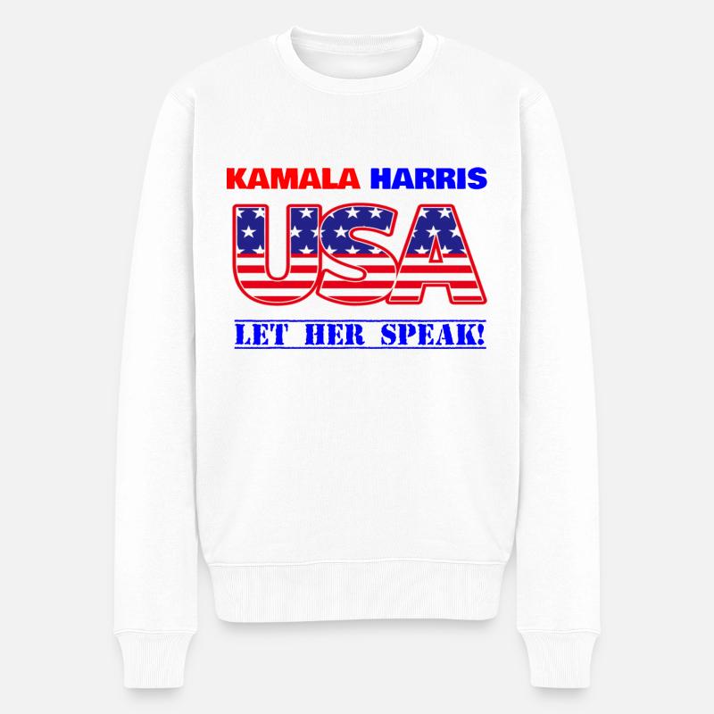 KAMALA HARRIS ließ sie sprechen - Männer Premium Bio Pullover - Weiß