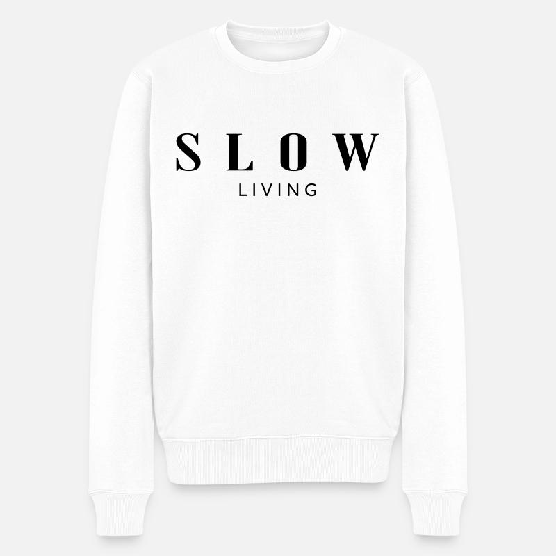 Slow Living - Männer Premium Bio Pullover - Weiß