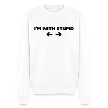 i m with stupid - Men's Premium Organic Jumper - white - Front - Thijin (182cm)
