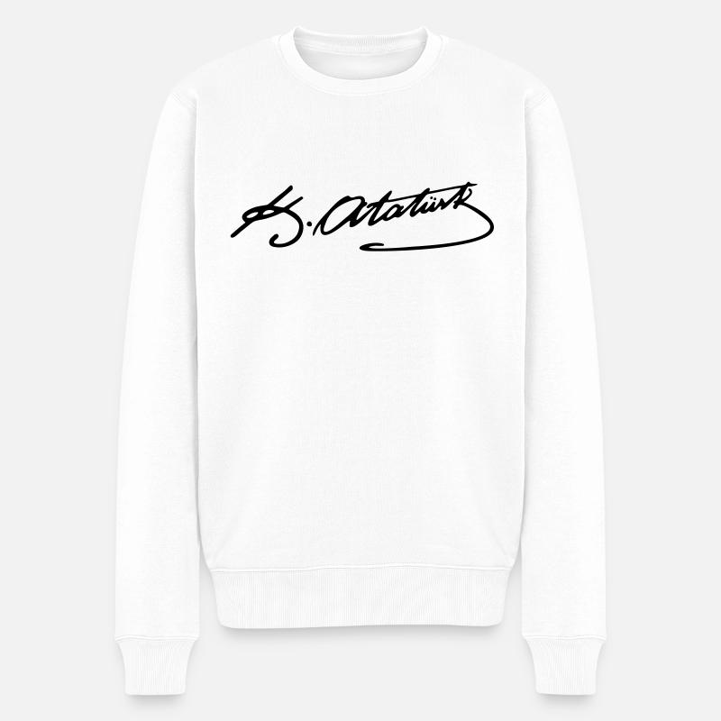 Atatürk signature unterschrift - Männer Premium Bio Pullover - Weiß