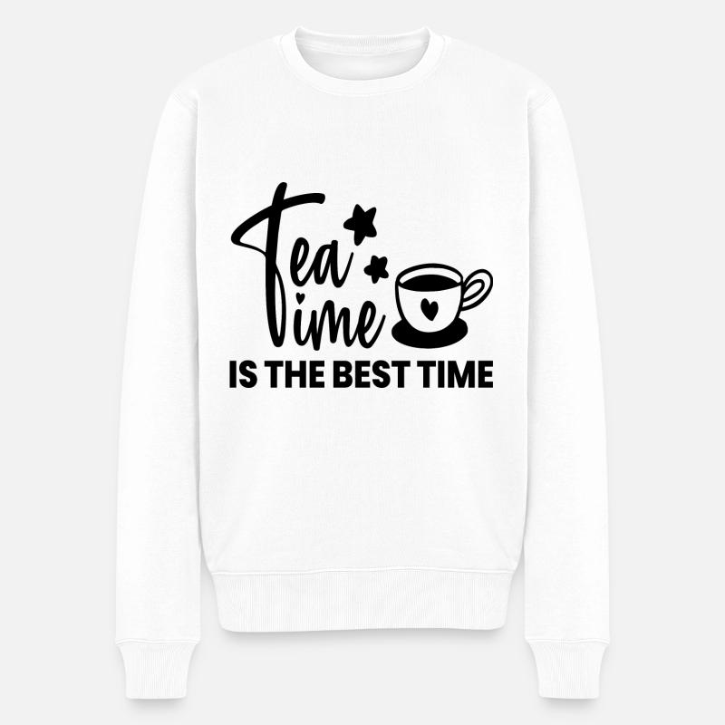 TEA TIME 2png - Männer Premium Bio Pullover - Weiß