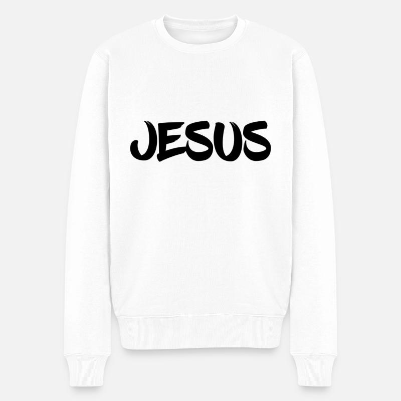 Jesus - Männer Premium Bio Pullover - Weiß
