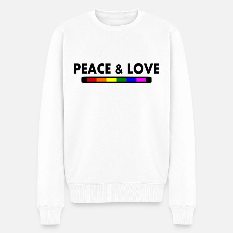 Peace and love - Männer Premium Bio Pullover - Weiß
