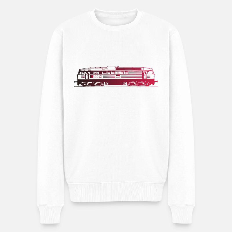 Russische Diesellok schwarzrot - Männer Premium Bio Pullover - Weiß