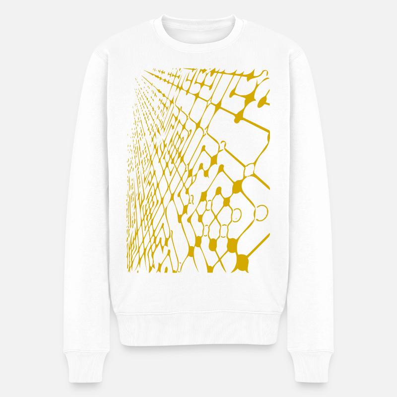 Gelbes Netzgewebe Muster - Männer Premium Bio Pullover - Weiß