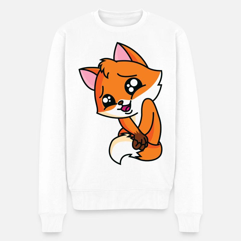 Glücklicher Fuchs - Männer Premium Bio Pullover - Weiß