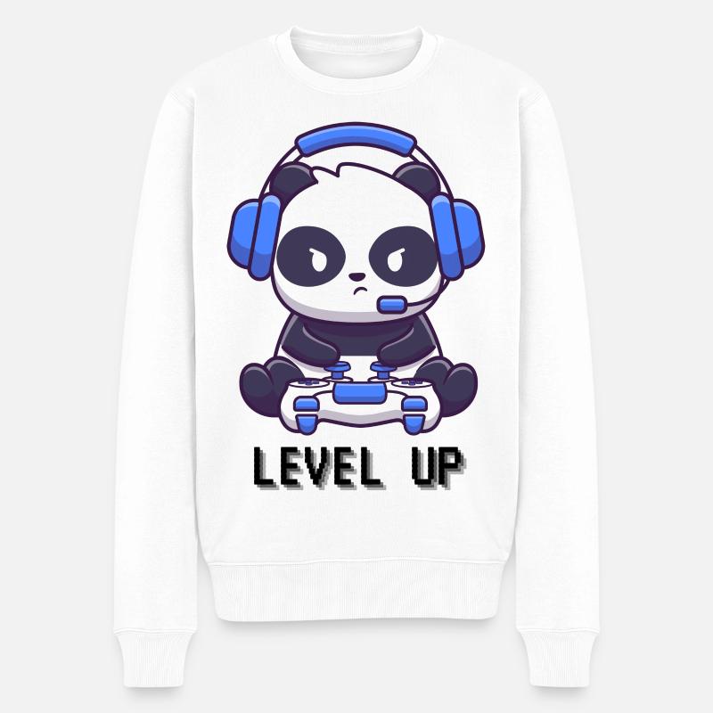 Monter de niveau Panda - Pull Premium bio Homme - blanc