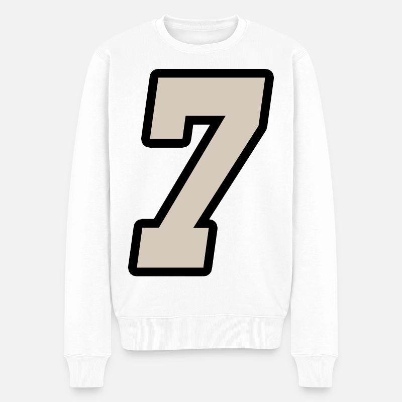 Nummer sieben 7 - Männer Premium Bio Pullover - Weiß