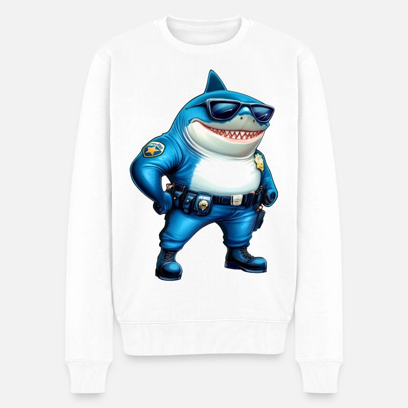 Requin policier - Pull Premium bio Homme - blanc